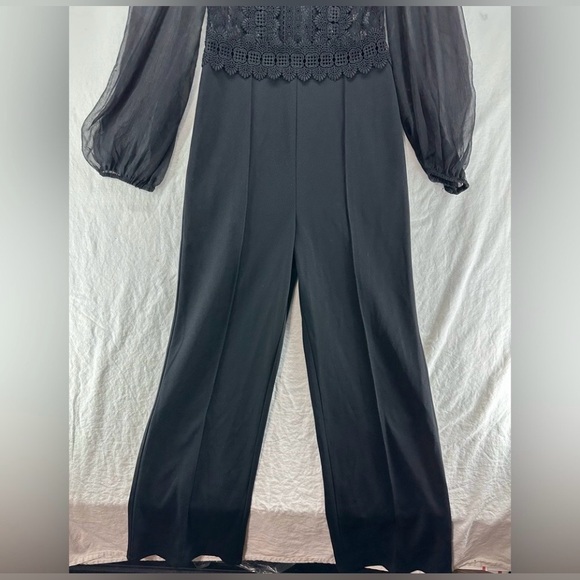 bebe Black Sheer Lace Jumpsuit - Picture 4 of 10